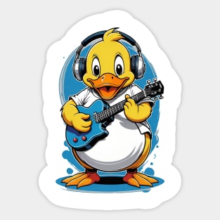 Cute duck singing with guitar Sticker